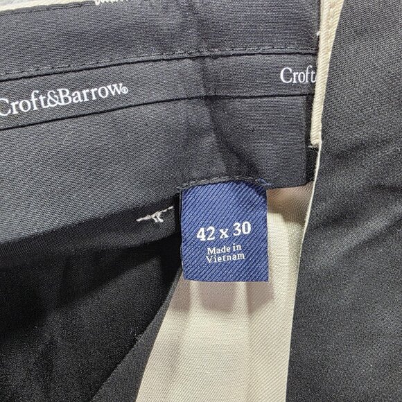 Croft & Barrow Pants Mens 42x30 Khaki Flat Front Easy Care Chino Classic Casual - Picture 5 of 9